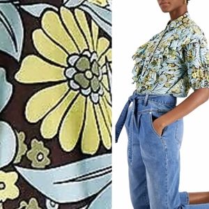 INC INTERNATIONAL CONCEPTS Cotton Ruffled Printed Blouse